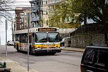 A route 101 bus on Main Street in Somerville MBTA Bus 101.jpg