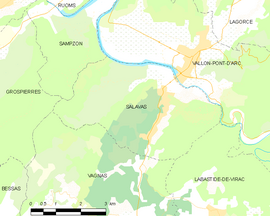 Mapa obce Salavas
