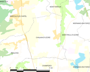 Poziția localității Chalain-d'Uzore