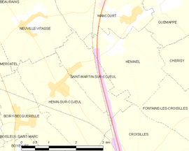 Mapa obce Saint-Martin-sur-Cojeul