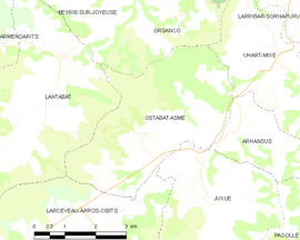 Mapa obce Ostabat-Asme