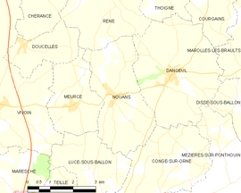 Mapa obce Nouans