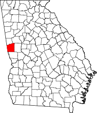 Locatie van Troup County in Georgia