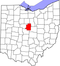 Locatie van Morrow County in Ohio