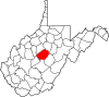 Mapa del estado que destaca el condado de Braxton