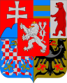 Biểu tượng Trung Tâm (1918-1960): Trung tâm Bohemia, bốn góc phần tư là Slovakia, Rosenia, Moravia và Silesia