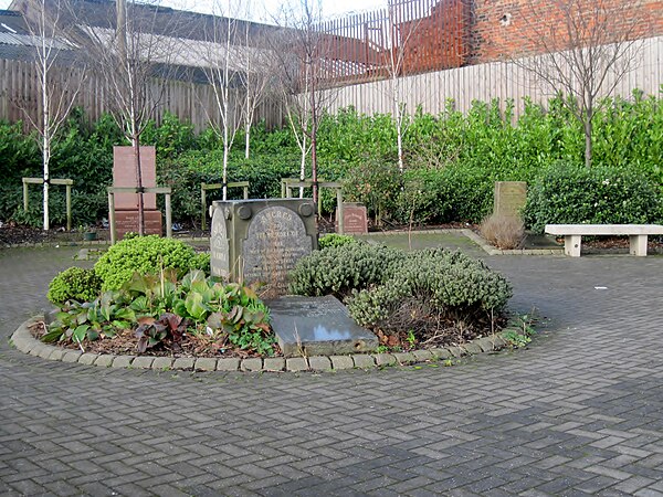 The Memorial Garden at Cheetham Hill Tesco commemorates the former Wesleyan Cemetery