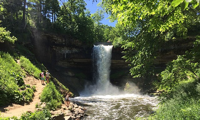 Minnehaha Falls is the main attraction and namesake of Minnehaha Park.