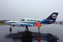 Nantucket Airlines Cessna 402 Nantucket Airlines Cessna 402C II (N763EA) at Provincetown Municipal Airport.jpg