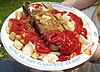 A white hot garbage plate—two local specialties in one!