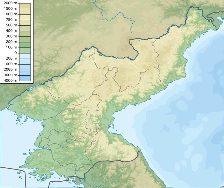 朝鮮民主主義人民共和国官邸の位置（北朝鮮内）