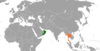 Location map for Oman and Thailand.