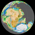 Breakup of Gondwana at c. 150  Ma (left), c. 126 Ma (centre) and at c. 83 Ma (right)