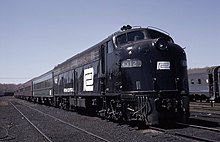 PC locomotive #4312, an EMD E8, at Bay Head yard, Bay Head, New Jersey, April 18, 1971. PC BayHead 041871.jpg