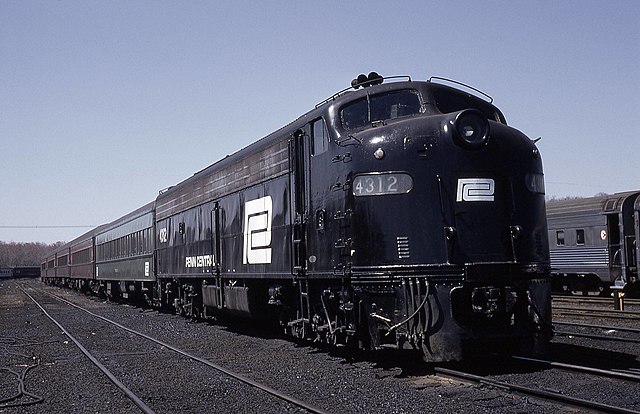 A Penn Central Transportation Company passenger train at Bay Head, New Jersey, on April 18, 1971
