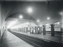 Cambridge subway platforms at Park Street Under in September 1912 Park Street Under platforms, September 1912.jpg