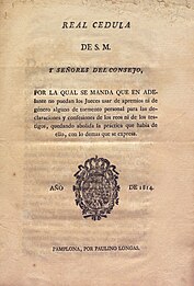 Real Cédula de 1814 por la que se prohíbe el tormento en los procesos judiciales