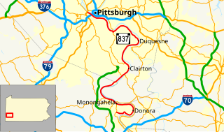 Pennsylvania Route 837 state highway in Washington and Allegheny counties in Pennsylvania, United States