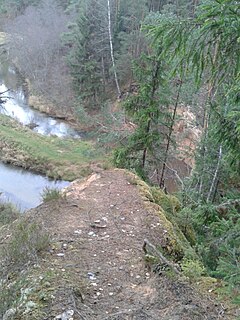 Hiking trail of the Piusa River Trail in Estonia