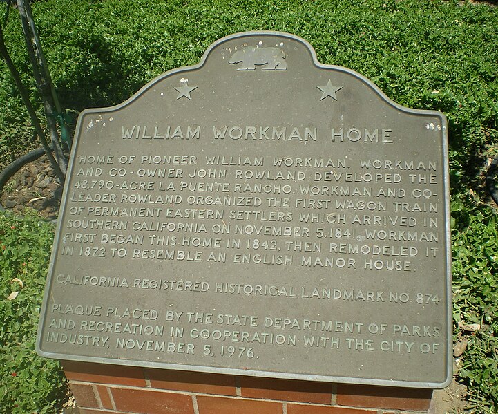 File:Plaque at William Workman Home.JPG