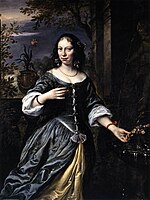 Portrait of Susanna van Baerle (1622-1674) 1655. oil on canvas medium QS:P186,Q296955;P186,Q12321255,P518,Q861259 . 138 × 103.5 cm (54.3 × 40.7 in). Kassel, Museum Schloss Wilhelmshöhe.