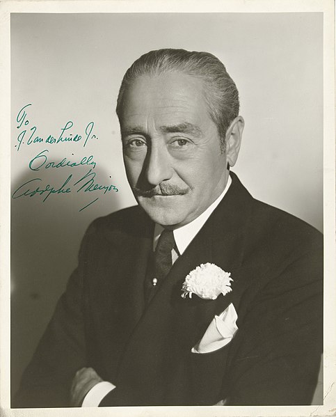 File:Portret van Adolphe Menjou To J. van der Linde Jr. ordially, Adolphe Menjou (titel op object), RP-F-F01577.jpg