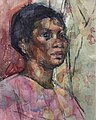 Portret van vrouw in roze, ca. 1963, aquarel op papier, 34 x 24 cm - Renée Stotijn