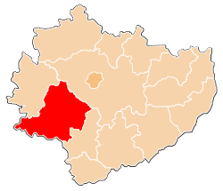 موقعیت شهرستان یندژیوف در نقشه