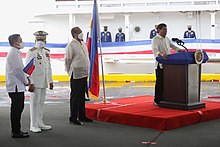 President Rodrigo Duterte giving a speech during BRP Melchora Aquino's commissioning President Rodrigo Duterte giving a speech during the commission ceremony of BRP Melchora Aquino.jpg