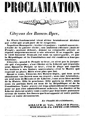 Proclamation contre le coup d'État de 1851 dans les Basses Alpes