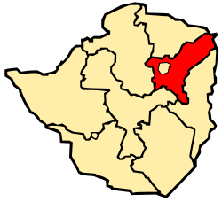 Mashonaland Easts läge i Zimbabwe
