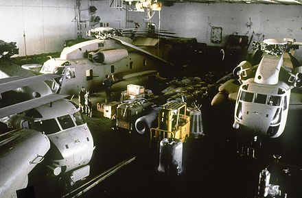 USN RH-53D Sea Stallion helicopters aboard Nimitz in early 1980, prior to execution of Operation Eagle Claw