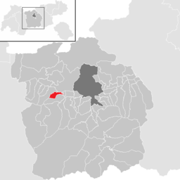 Kommunens läge i distriktet Innsbruck-Land