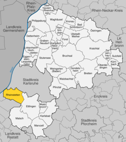 Läget för Rheinstetten i Landkreis Karlsruhe
