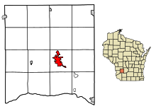 Richland County Wisconsin Zonele încorporate și necorporate Richland Center Highlighted.svg