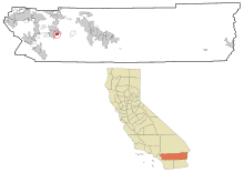 Riverside County California, beépített és be nem épített területek Kelet-Hemet Highlighted.svg