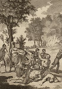 Romans murdering Druids and burning their groves cropped