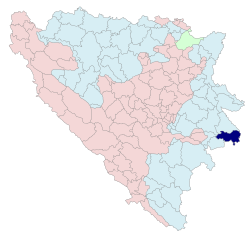 Ubicación de Rudo en Bosnia y Herzegovina