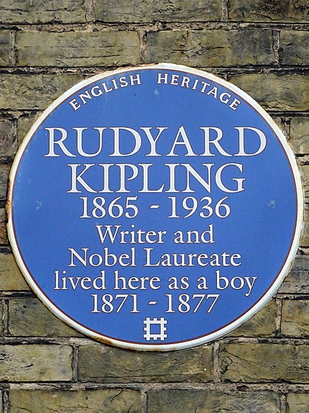 English Heritage blue plaque marking Kipling's time in Southsea, Portsmouth