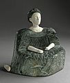 Image 2Female figurine of the "Bactrian princess" type, 2500-1500 BCE, chlorite (dress and hat) and limestone (head, hands and a leg), height: 13.33 cm, Los Angeles County Museum of Art (USA) (from History of Turkmenistan)