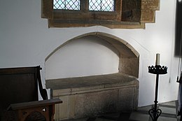 A simple unadorned example from St Mary's Church, Grendon, Northants Sedilla.JPG