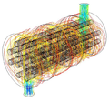 Water-flow simulation in a  shell and tube heat exchanger‎