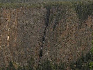 Silver Cord Cascade Waterfall in Wyoming, Yellowstone National Park