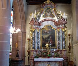 Autel secondaire "St-Wendelin" et tableaux d'autel (XVIIIe)