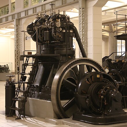 Typical early 20th century air-blast injected diesel engine, rated at 59 kW.