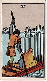 Six of Swords from the Rider-Waite tarot deck Swords06.jpg