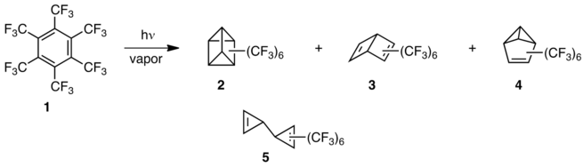 Sintesis asam perfluoroalkyl prismane, dewar benzena, dan benzvalene.png