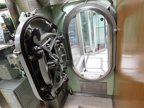 Door in a submarine ( USS Nautilus, Groton, CT, USA )