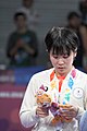 Deutsch: Tischtennis bei den Olympischen Jugendspielen 2018; Tag 9, 15. Oktober 2018; Mixed Medaillenzeremonie - Gold: Yingsha Sun & Wang Chuqin (CHN), Silber: Miu Hirano & Tomokazu Harimoto (JPN), Bronze: Su Pei-ling & Lin Yun-ju (TPE)); Medaillen-Verleiher: IOC member Ryu Seung-minu (KOR), Maskottchen-Verleiher: ITTF Vice-Presiden Nestor Tenca (ARG) English: Table tennis at the 2018 Summer Youth Olympics at 15 October 2018 – Mixed Medal Ceremony - Gold: Yingsha Sun & Wang Chuqin (CHN), Silver: Miu Hirano & Tomokazu Harimoto (JPN), Bronze: Su Pei-ling & Lin Yun-ju (TPE)); Medal presenter: IOC member Ryu Seung-minu (KOR), Mascot presenter: ITTF Vice-Presiden Nestor Tenca (ARG)