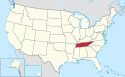 Location map of Tennessee.